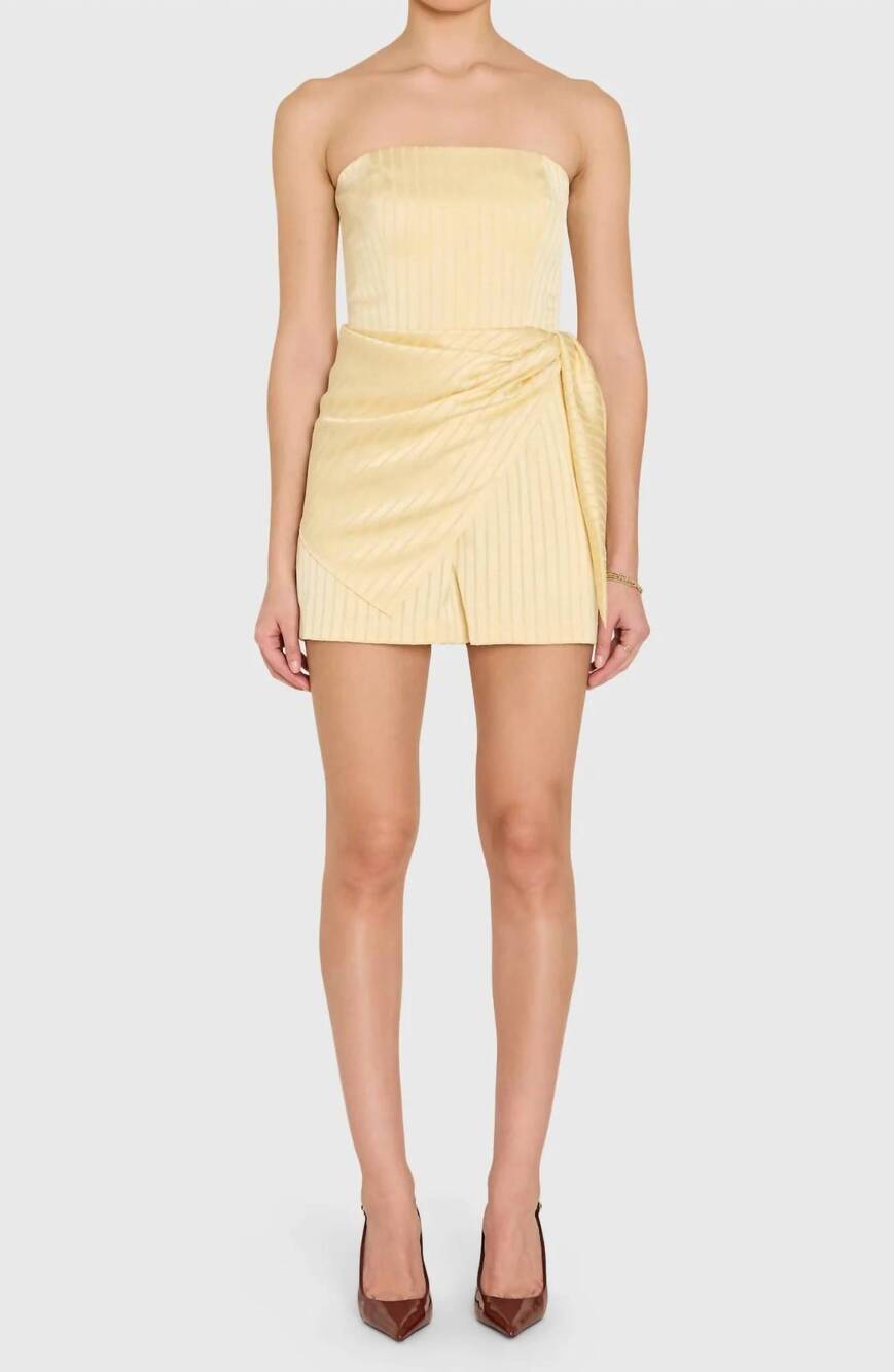 NEW AMANDA UPRICHARD cheryl strapless romper in cornsilk